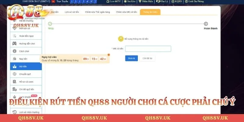 Rút Tiền QH88 - Thao Tác Nhận Thưởng Thắng Cược Siêu Tốc 2 Điều kiện rút tiền QH88 người chơi cá cược phải chú ý