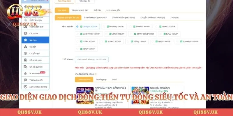Giấy Phép Hoạt Động QH88 5 Giao diện giao dịch dòng tiền tự động siêu tốc và an toàn