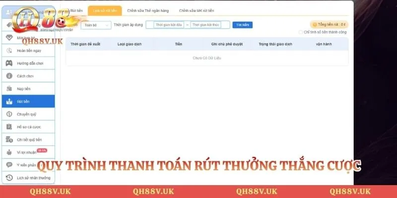 Rút Tiền QH88 - Thao Tác Nhận Thưởng Thắng Cược Siêu Tốc 4 Quy trình thanh toán rút thưởng thắng cược cụ thể qua 3 bước