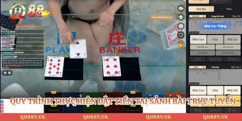 Casino QH88 2 Quy trình thực hiện đặt tiền tại sảnh bài trực tuyến