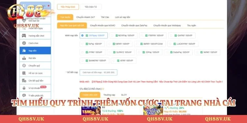 QH88 UK | TRANG CHỦ QH88.COM UY TÍN CÓ LINK +100K MỚI 82 Tìm hiểu quy trình thêm vốn cược tại trang nhà cái