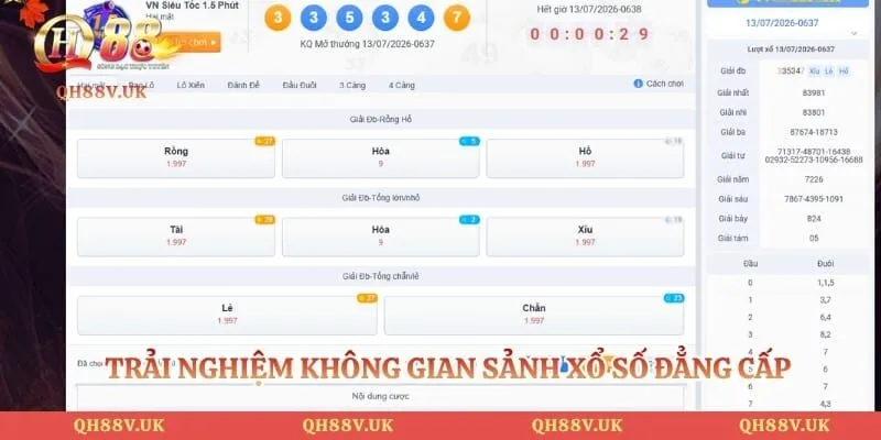 Xổ Số QH88 1 Trải nghiệm không gian sảnh xổ số đẳng cấp